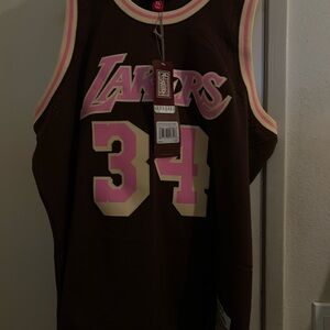 Brown Lakers Jersey with Pink Accents